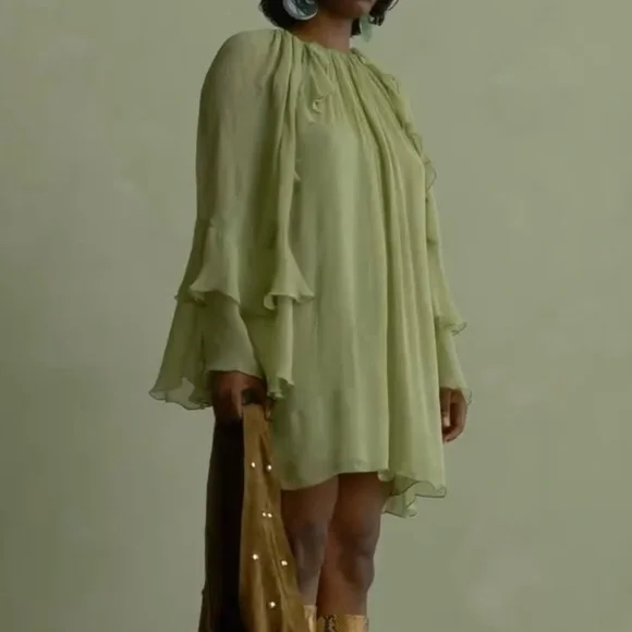 Mango Light Green Ruffled Dress - Picture 10 of 16